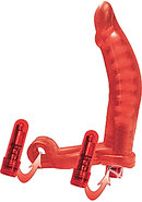 Double Penetrator Cockring Red