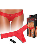 Vibrating Lace Thong Red S/m