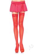 Sheer Thigh High W/ Lace Top Os Red