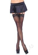 Sheer Thigh High W/ Lace Top Plus Black